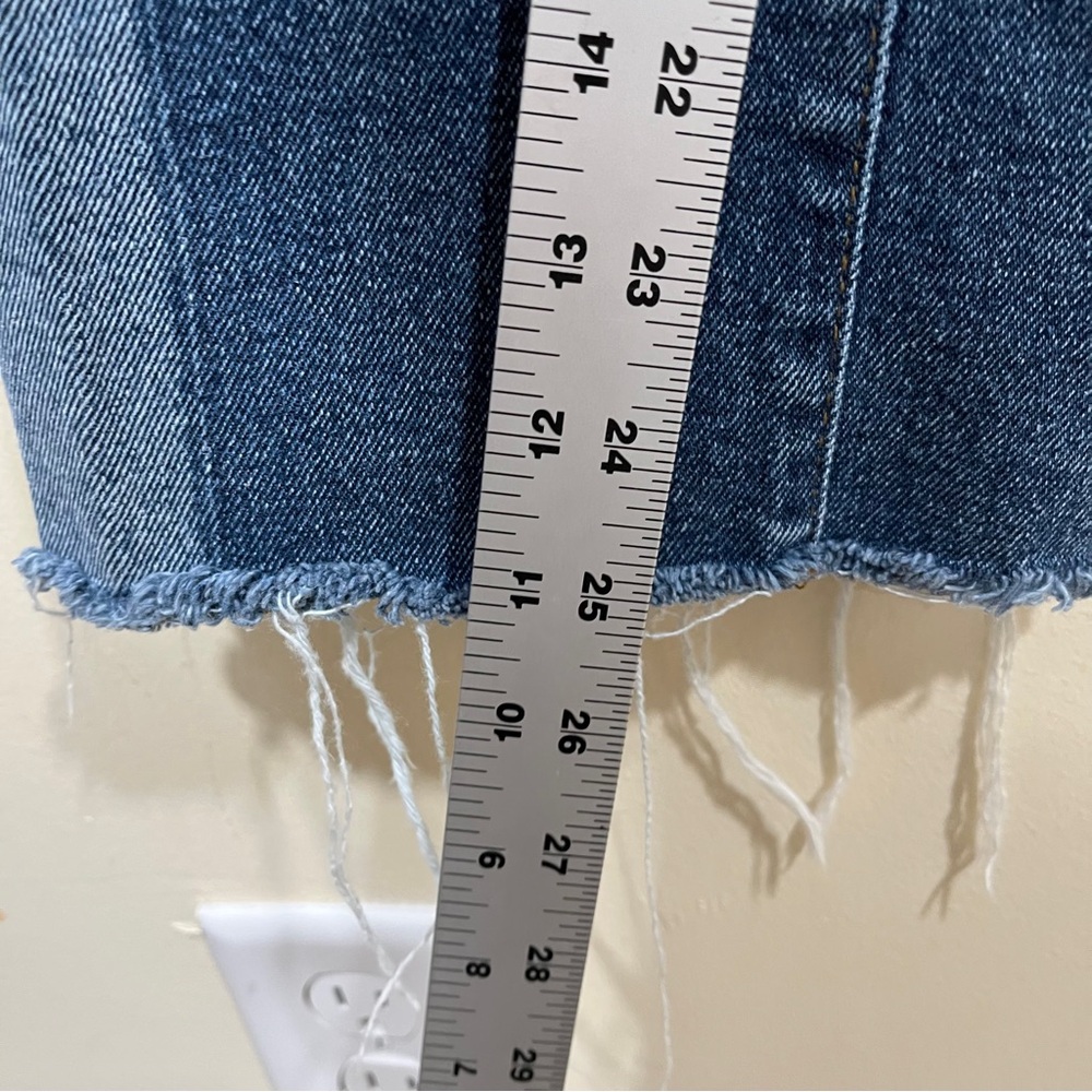 Gap cropped, flare-leg jeans two-tone denim patchwork panels flare raw hem 27 R - Picture 2 of 9